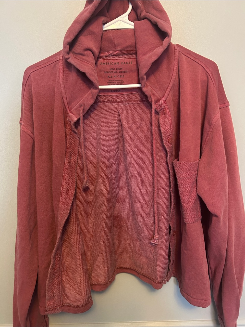 American Eagle Outfitters Hooded Bomber Jacket in Dusty Rose